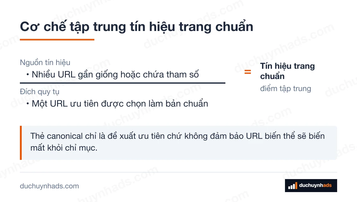 Công thức Tín hiệu trang chuẩn: Nhiều URL gần giống hoặc chứa tham số chia cho Một URL ưu tiên được chọn làm bản chuẩn
