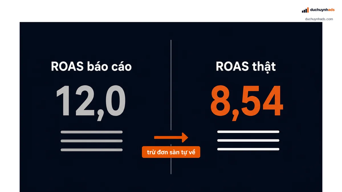 So sánh ROAS báo cáo với doanh thu thực nhận sau chi phí